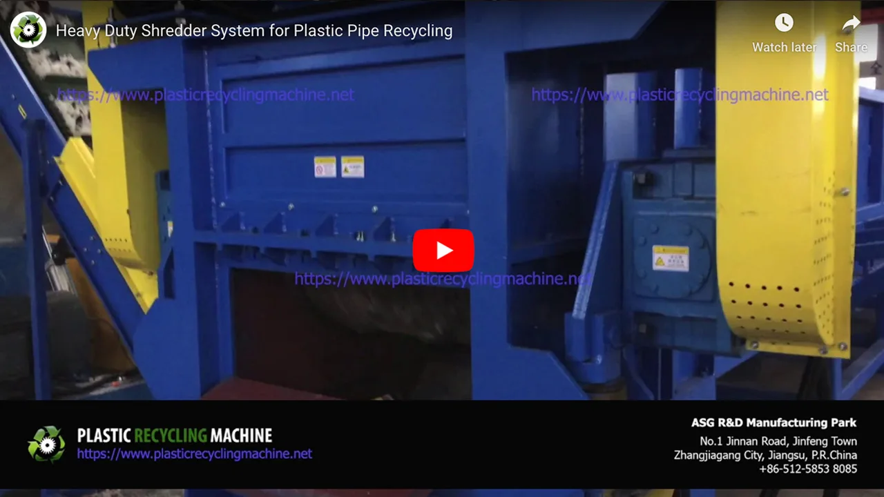 Heavy Duty Shredder System for Plastic Pipe Recycling (PVC, HDPE, etc…)