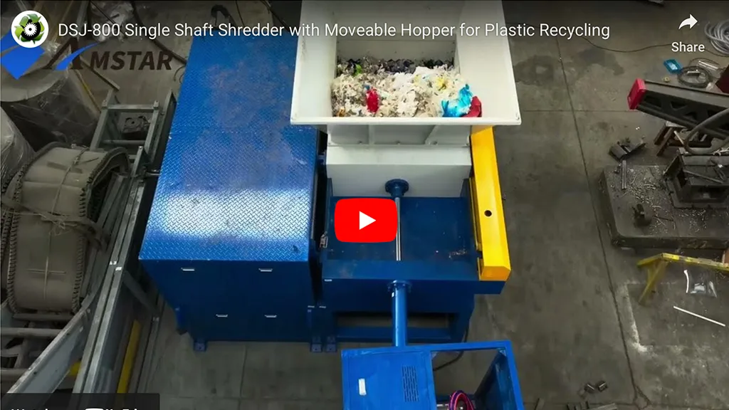 DSJ-800 Single Shaft Shredder with Moveable Hopper for Plastic Recycling