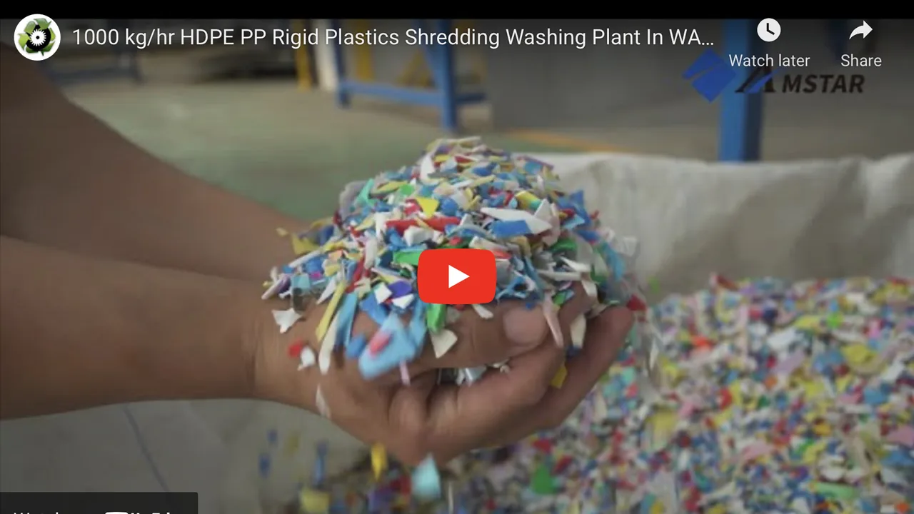1000 kg/h HDPE PP Rigid Plastics Shredding Washing Plant In WA, USA