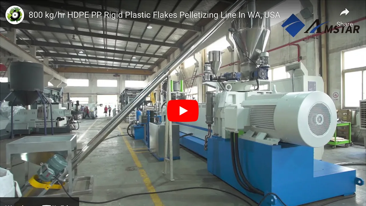 800 kg/h HDPE PP Rigid Plastic Flakes Pelletizing Line In WA, USA