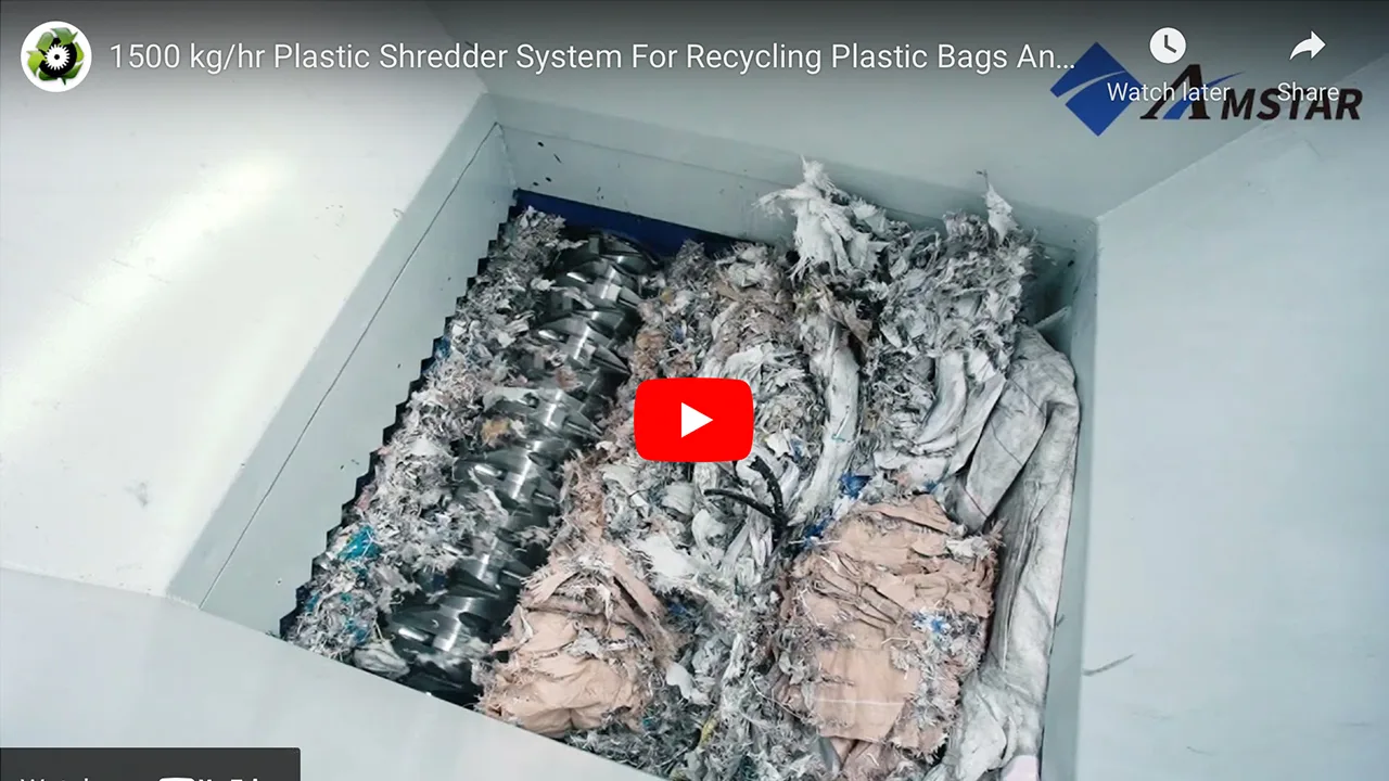 1500 kg/h Plastic Shredder For Recycling Plastic Bags And Rigids – NC, USA