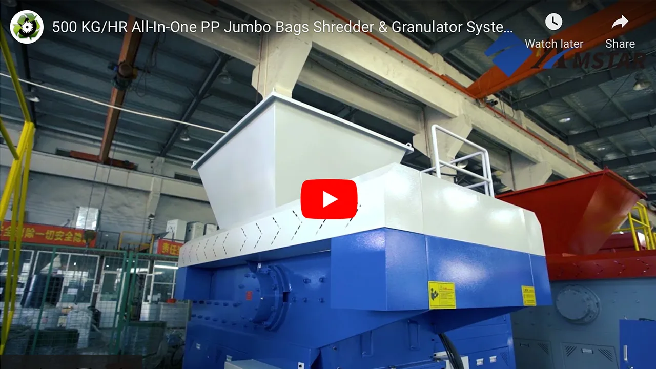 500 kg/h All-In-One PP Jumbo Bags Shredder & Granulator System – Costa Rica