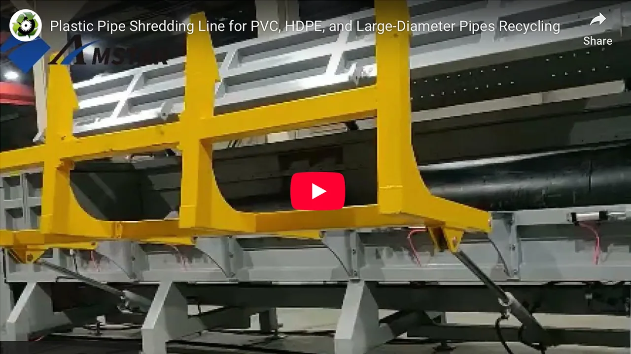 Plastic Pipe Shredding Line for PVC, HDPE, and Large Diameter Pipes Recycling