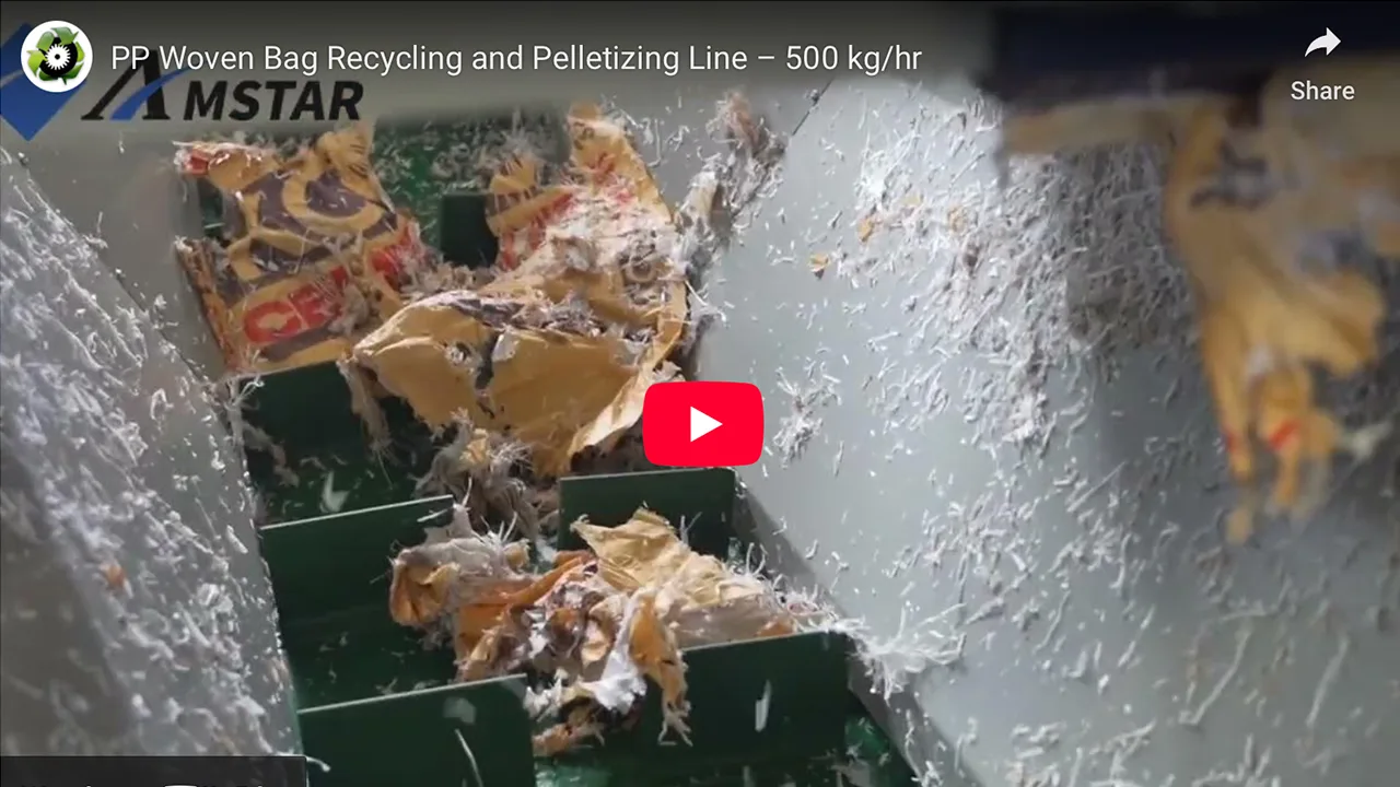 PP Woven Bag Recycling and Pelletizing Line – 500 kg/h