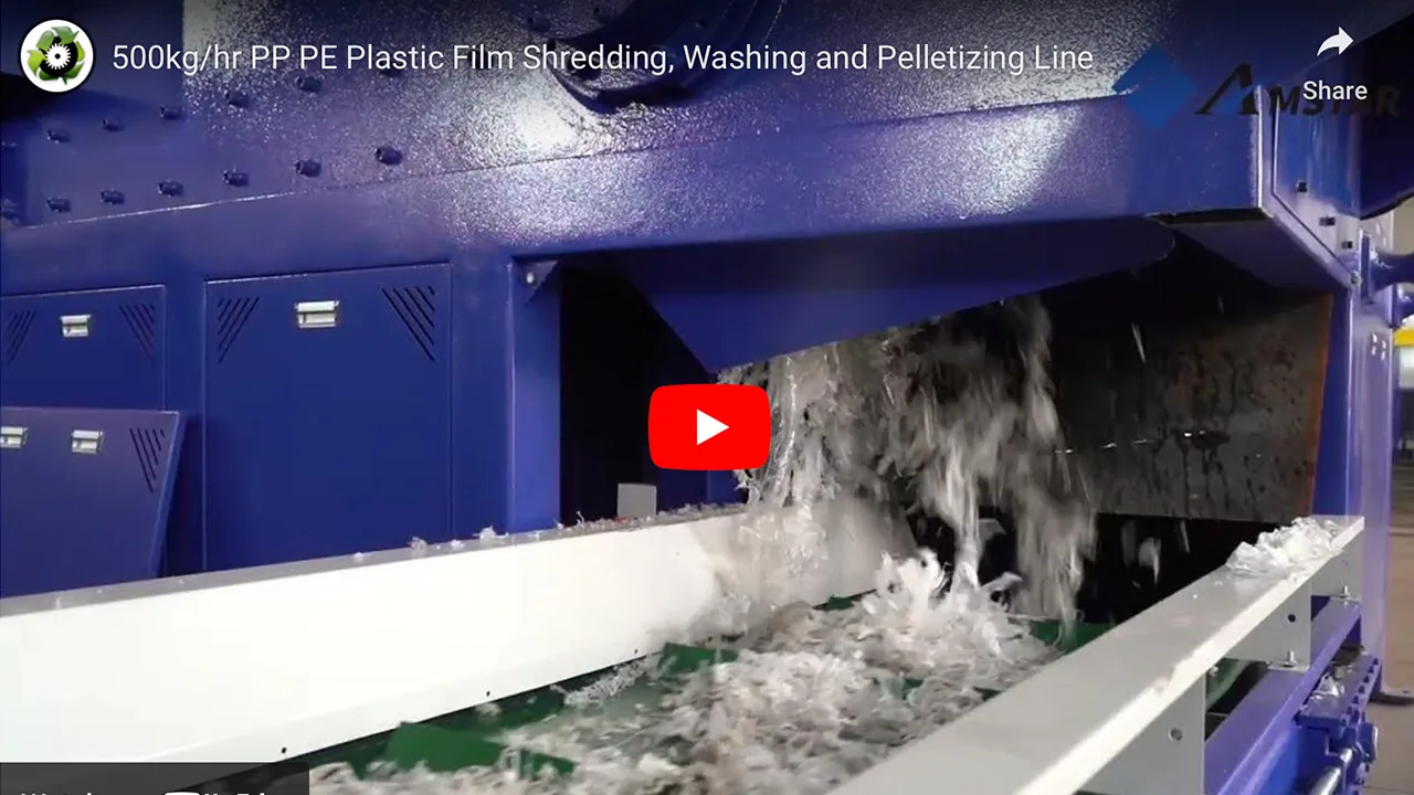 500 kg/h PP PE Plastic Film Shredding, Washing and Pelletizing Line