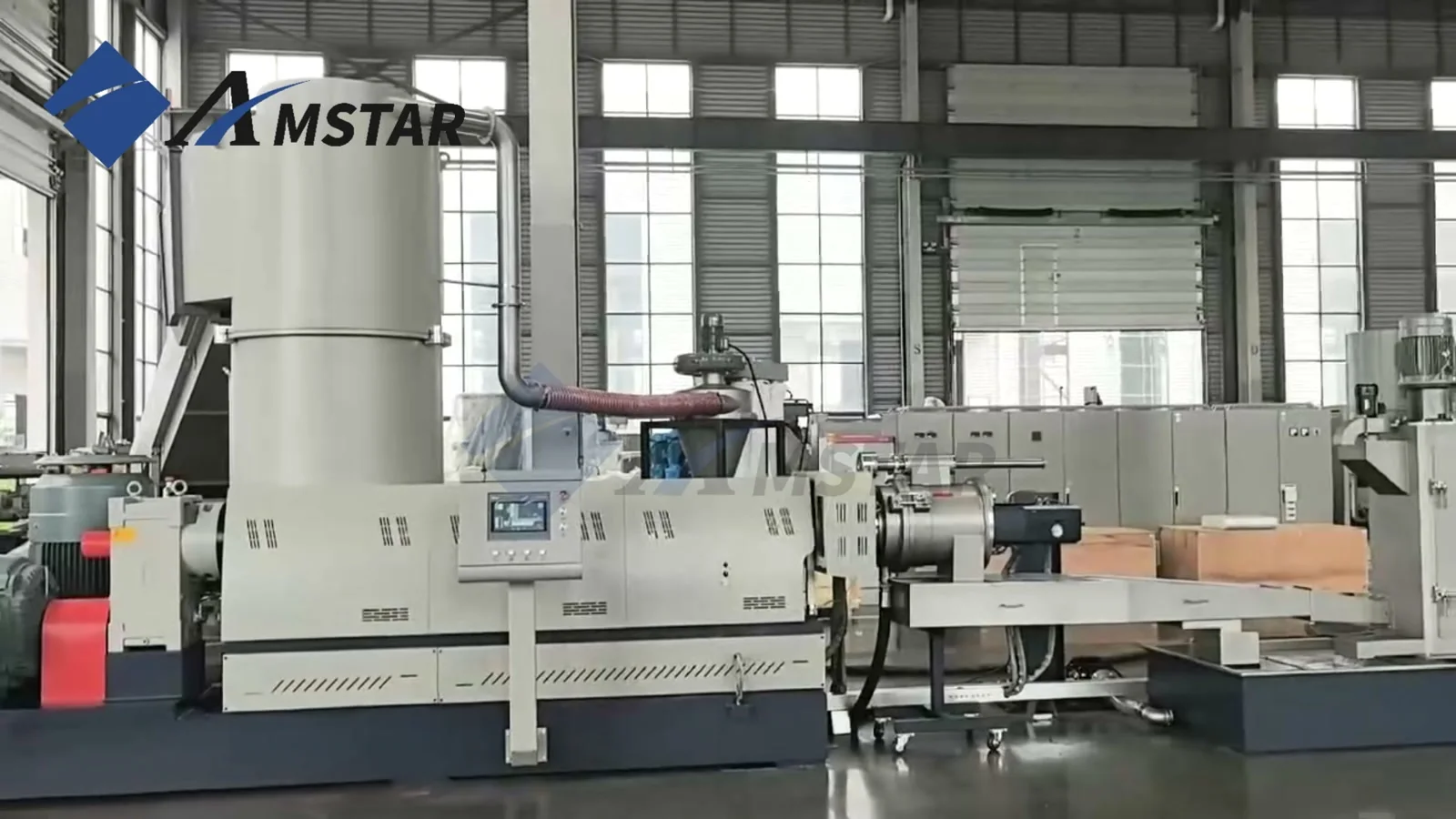 Amstar plastic film pelletizing line with cutter compactor and extruder